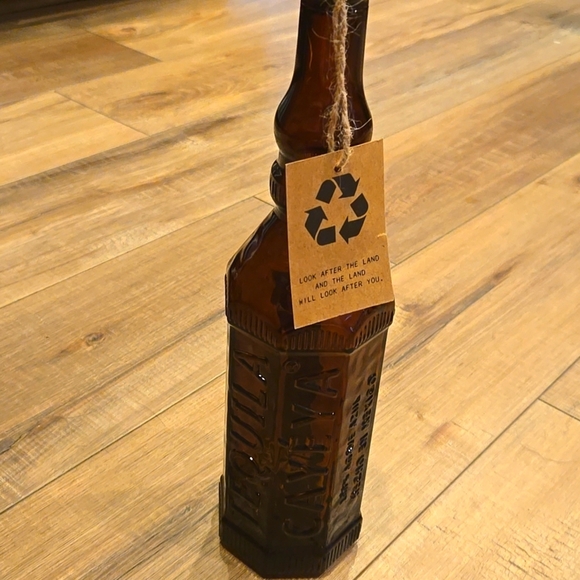 Decorative Recycled Brown Glass Bottle with Cork - Picture 3 of 6